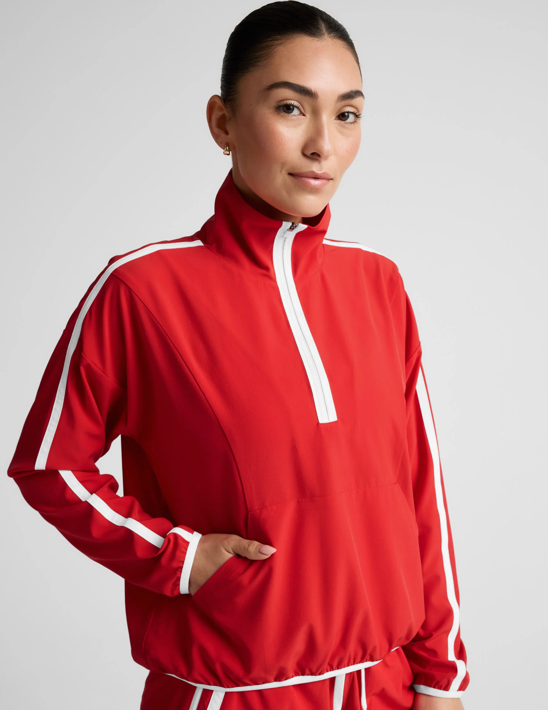 Stretch Woven Course Contrast Half Zip Pullover - Image 5